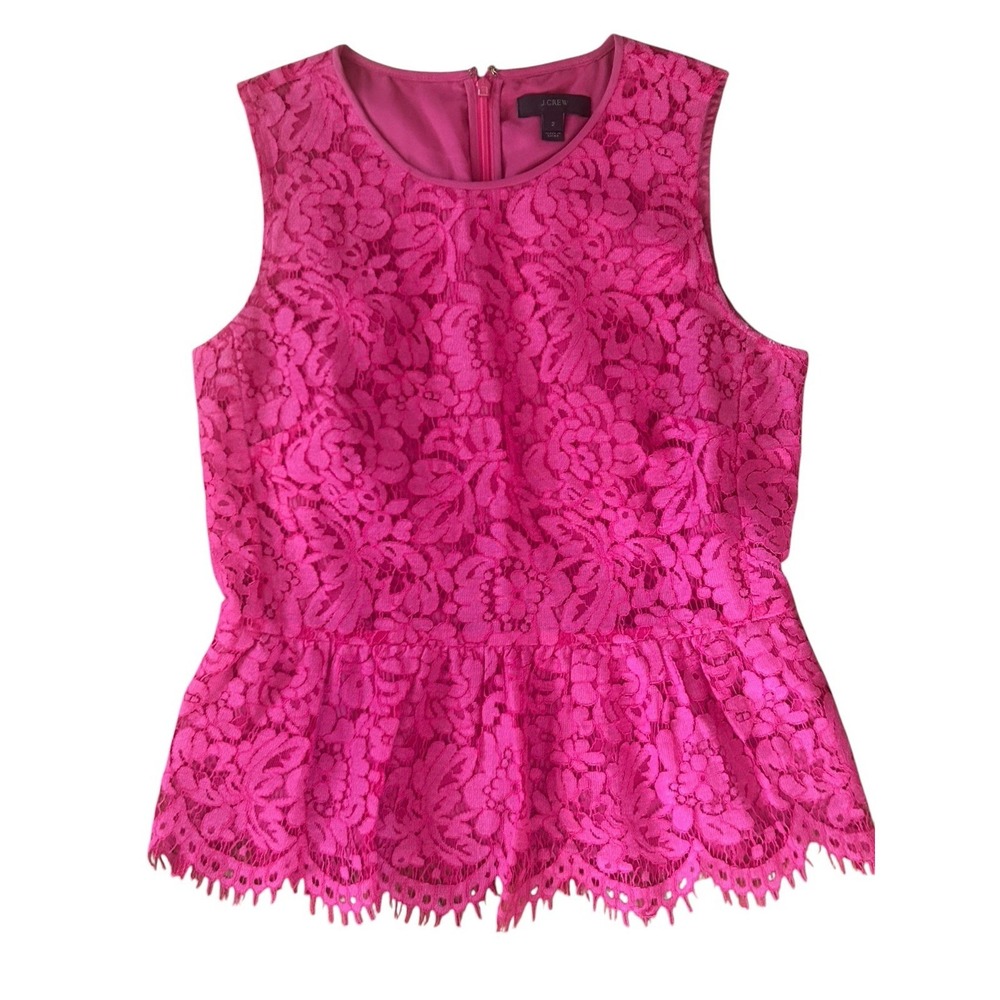 J Crew Pink Lace Sleevless Top SZ 2 Romantic, Summer